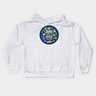 Moon child (purple and green) Kids Hoodie